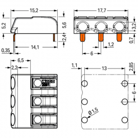 WAGO | 2061-1603/998-404 | THR PCB TERMINAL BLOCK; PUSH-BUTT