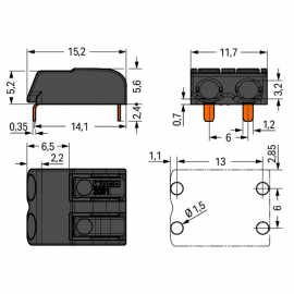 WAGO | 2061-1622/998-404 | THR PCB TERMINAL BLOCK, PUSH-BUTT