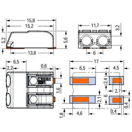 WAGO | 2061-602/998-404 | SMD PCB TERMINAL BLOCK PUSH-BUTTON