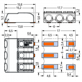 WAGO | 2061-603/998-404 | SMD PCB TERMINAL BLOCK; PUSH-BUTTO