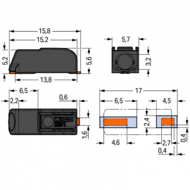 WAGO | 2061-621/998-404 | SMD PCB TERMINAL BLOCK; PUSH-BUTTO