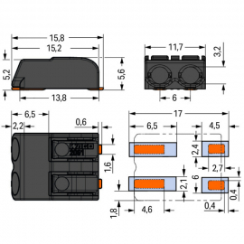 WAGO | 2061-622/998-404 | SMD PCB TERMINAL BLOCK; PUSH-BUTTO