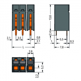 WAGO | 2086-1102 | THR PCB TERMINAL BLOCK, PUSH-BUTTON 1.5 M