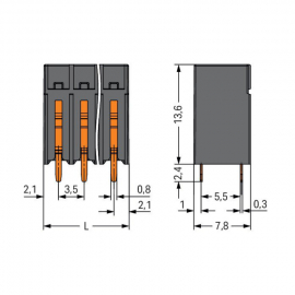 WAGO | 2086-1122 | THR PCB TERMINAL BLOCK, PUSH-BUTTON 1.5 M