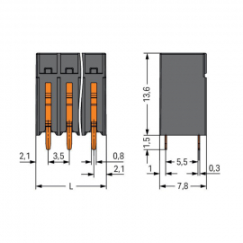 WAGO | 2086-1122/300-000 | THR PCB TERMINAL BLOCK, PUSH-BUTT