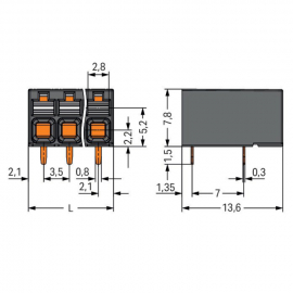 WAGO | 2086-1202/300-000 | THR PCB TERMINAL BLOCK, PUSH-BUTT