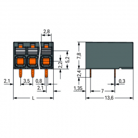 WAGO | 2086-1203 | THR PCB TERMINAL BLOCK, PUSH-BUTTON 1.5 M