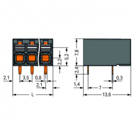 WAGO | 2086-1222 | THR PCB TERMINAL BLOCK, PUSH-BUTTON 1.5 M