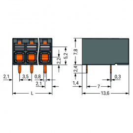 WAGO | 2086-1223 | THR PCB TERMINAL BLOCK, PUSH-BUTTON 1.5 M