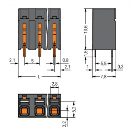 WAGO | 2086-3102/300-000 | THR PCB TERMINAL BLOCK, PUSH-BUTT