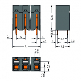 WAGO | 2086-3122 | THR PCB TERMINAL BLOCK, PUSH-BUTTON 1.5 M