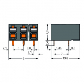 WAGO | 2086-3202 | THR PCB TERMINAL BLOCK, PUSH-BUTTON 1.5 M