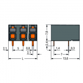 WAGO | 2086-3222 | THR PCB TERMINAL BLOCK, PUSH-BUTTON 1.5 M