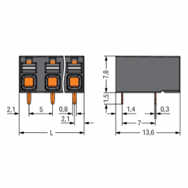 WAGO | 2086-3222/300-000 | THR PCB TERMINAL BLOCK, PUSH-BUTT