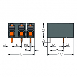 WAGO | 2086-3225 | THR PCB TERMINAL BLOCK, PUSH-BUTTON 1.5 M