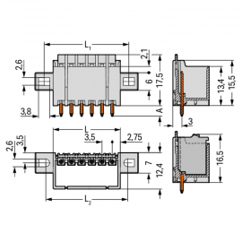 WAGO | 2091-1402/005-000 | THT MALE HEADER; 1.0 MM Ø SOLDER