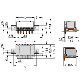 WAGO | 2091-1422/005-000 | THT MALE HEADER; 1.0 MM Ø SOLDER