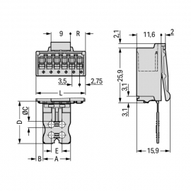 WAGO | 2091-1502/002-000 | 1-CONDUCTOR MALE CONNECTOR; GRIPP