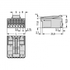 WAGO | 2091-1522/002-000 | 1-CONDUCTOR MALE CONNECTOR; INTEG