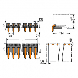 WAGO | 2091-1722 | SOLDER PIN STRIP 1.0 MM Ø SOLDER PIN ANGL