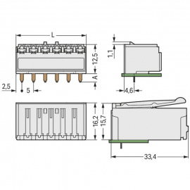 WAGO | 2092-1322 | THT FEMALE HEADER; 0.4 X 1.3 MM SOLDER PI