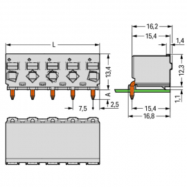 WAGO | 2092-3373 | 1-CONDUCTOR THT FEMALE HEADER; 1.4 MM Ø S
