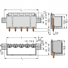 WAGO | 2092-3402/005-000 | THT MALE HEADER; 1.4 MM Ø SOLDER