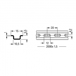 WAGO | 210-111 | STEEL CARRIER RAIL; 15 X 5.5 MM; 1 MM THICK