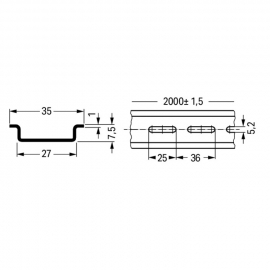 WAGO | 210-112 | STEEL CARRIER RAIL; 35 X 7.5 MM; 1 MM THICK