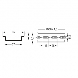 WAGO | 210-115 | STEEL CARRIER RAIL; 35 X 7.5 MM; 1 MM THICK