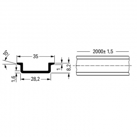 WAGO | 210-196 | ALUMINUM CARRIER RAIL; 35 X 8.2 MM; 1.6 MM