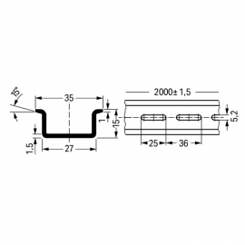 WAGO | 210-197 | STEEL CARRIER RAIL; 35 X 15 MM; 1.5 MM THIC