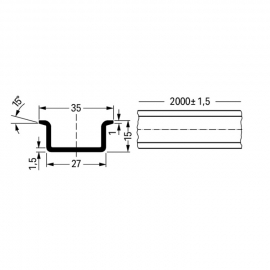 WAGO | 210-506 | STEEL CARRIER RAIL; 35 X 15 MM; 1.5 MM THIC