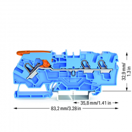 WAGO | 2104-1304 | 3-CONDUCTOR THROUGH TERMINAL BLOCK WITH L