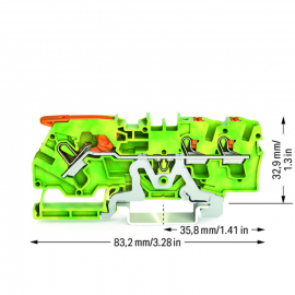 WAGO | 2104-5307 | 3-CONDUCTOR GROUND TERMINAL BLOCK WITH LE