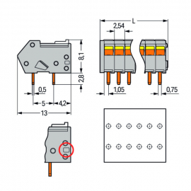 WAGO | 218-502 | PCB TERMINAL BLOCK; LOCKING SLIDES; 0.5 MM²