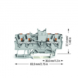 WAGO | 2201-1441 | DOUBLE POTENTIAL TERMINAL BLOCK; WITH PUS