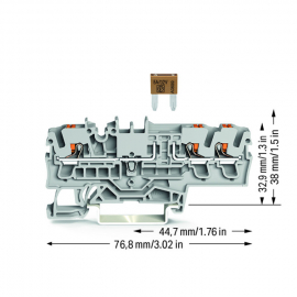 WAGO | 2202-1781 | 3-CONDUCTOR FUSE TERMINAL BLOCK; FOR MINI