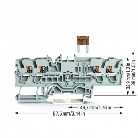 WAGO | 2202-1881 | 4-CONDUCTOR FUSE TERMINAL BLOCK FOR MINI-