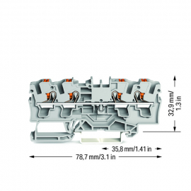 WAGO | 2204-1401 | 4-CONDUCTOR THROUGH TERMINAL BLOCK; WITH