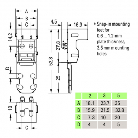 WAGO | 221-512 | MOUNTING CARRIER; FOR 2-CONDUCTOR TERMINAL