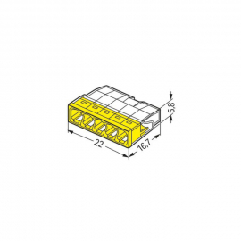 PUSHWIRE®  SPLICING CONNECTOR; 5-CONDUCTOR, YELLOW