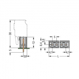 WAGO | 231-132/001-000 | THT MALE HEADER; 1.0 X 1.0 MM SOLDE