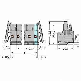 WAGO | 231-2202/037-000 | 2-CONDUCTOR FEMALE CONNECTOR; LOCK