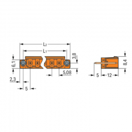 WAGO | 231-332/108-000 | THT MALE HEADER; 1.0 X 1.0 MM SOLDE