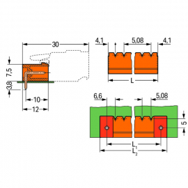 WAGO | 231-532/001-000 | THT MALE HEADER; 1.0 X 1.0 MM SOLDE