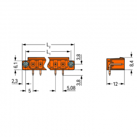 WAGO | 231-532/108-000 | THT MALE HEADER; 1.0 X 1.0 MM SOLDE