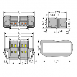 WAGO | 231-606/114-000 | 1-CONDUCTOR MALE CONNECTOR; SNAP-IN