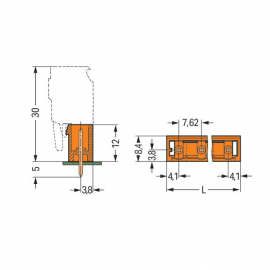 WAGO | 231-732/001-000 | THT MALE HEADER; 1.0 X 1.0 MM SOLDE