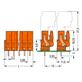 WAGO | 232-162 | THT FEMALE HEADER; 0.6 X 1.0 MM SOLDER PIN;